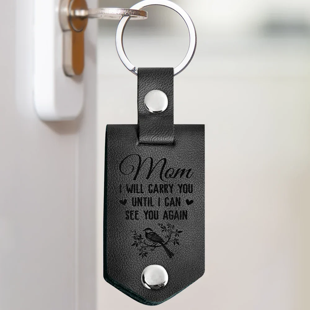 Custom Photo I Will Carry You Until I Can See You Again - Memorial Gift For Family - Personalized Leather Photo Keychain - Image 2