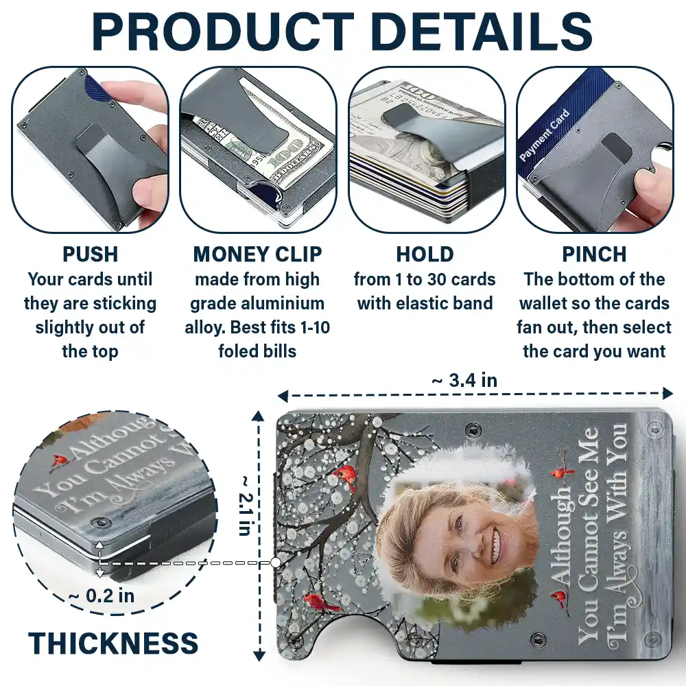 Custom Photo I Will Carry You Until I Can See You Again - Personalized Card Wallet With Money Clip - Image 5