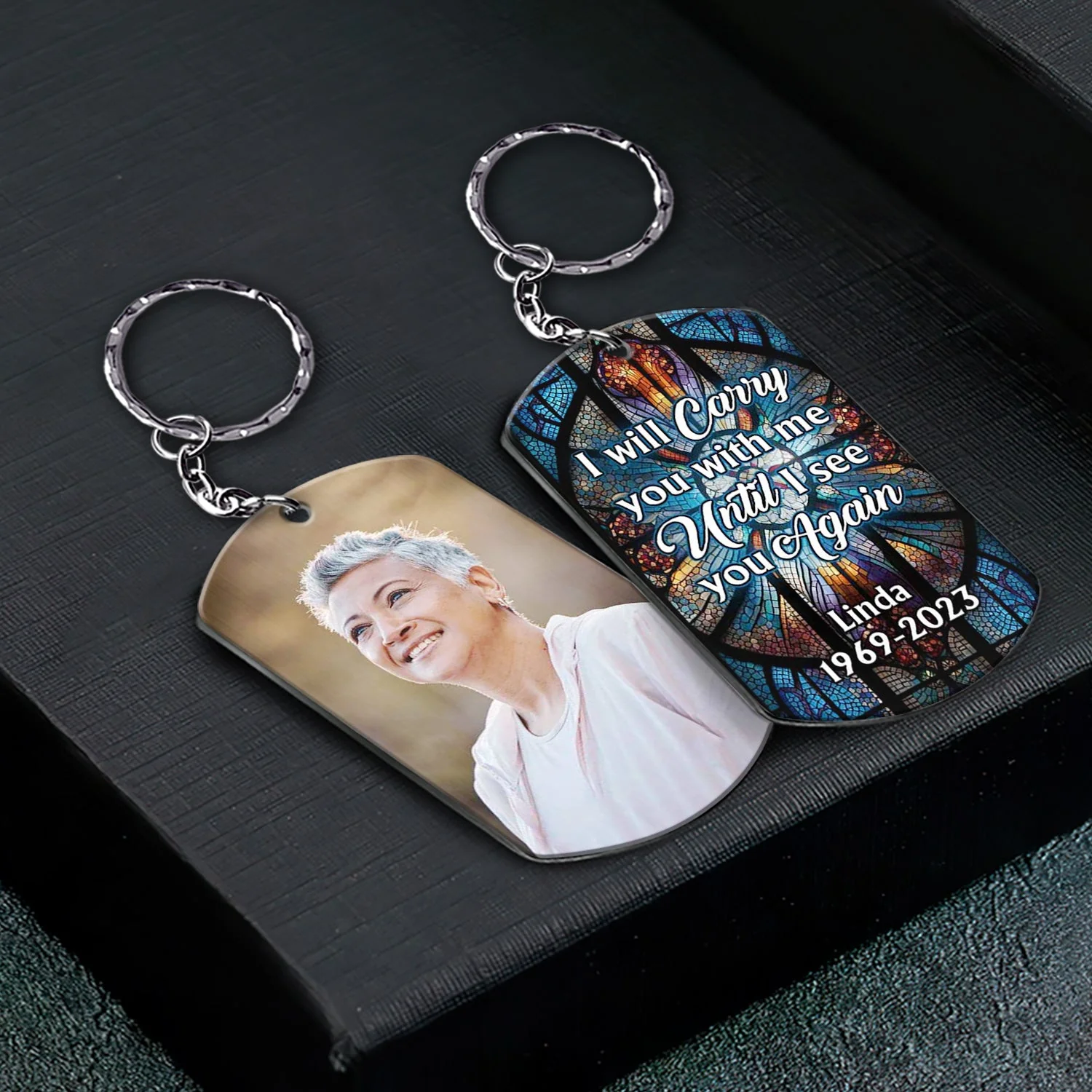Custom Photo I Will Carry You With Me - Memorial Gift For Family - Personalized Aluminum Keychain - Image 2