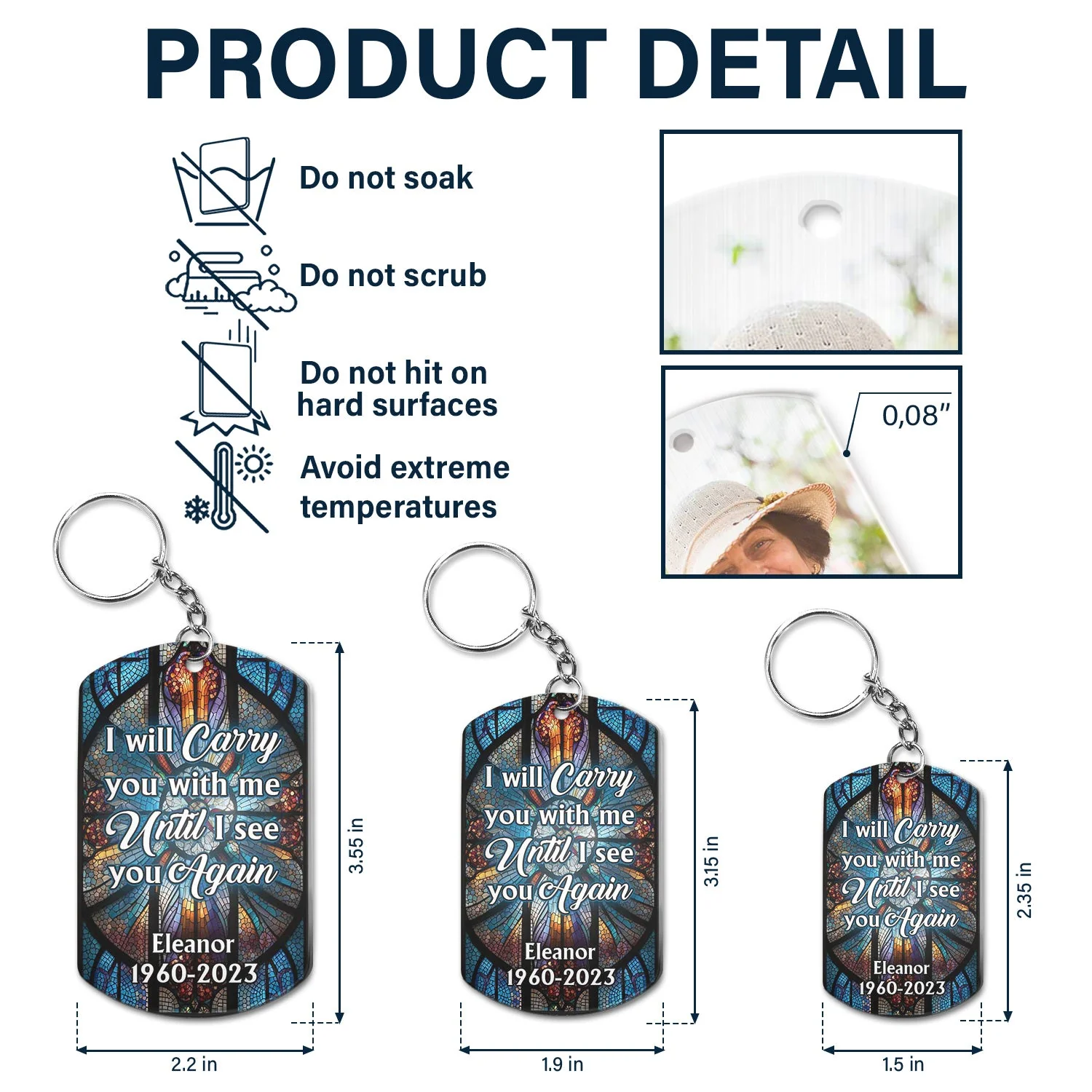 Custom Photo I Will Carry You With Me - Memorial Gift For Family - Personalized Aluminum Keychain - Image 5