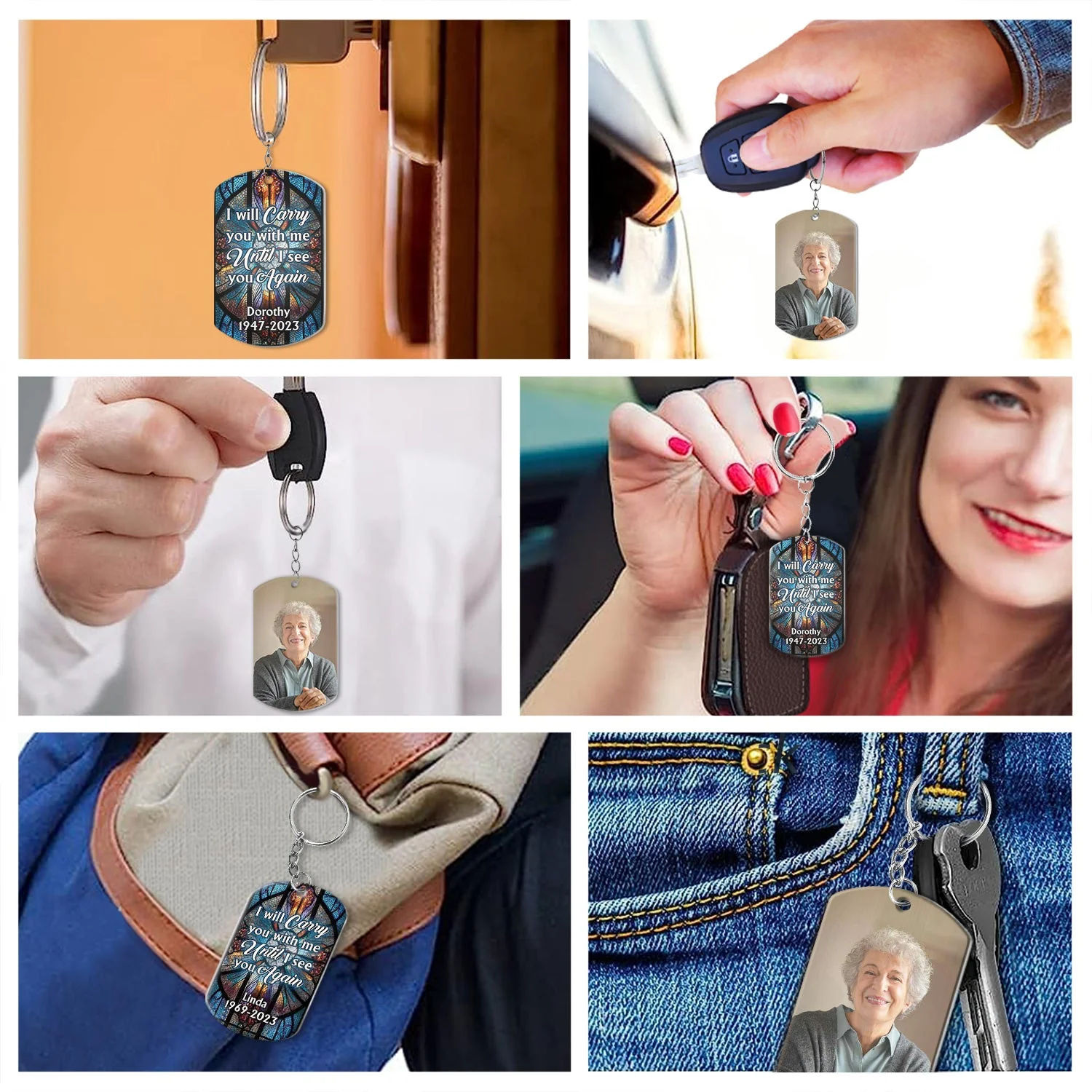 Custom Photo I Will Carry You With Me - Memorial Gift For Family - Personalized Aluminum Keychain - Image 6