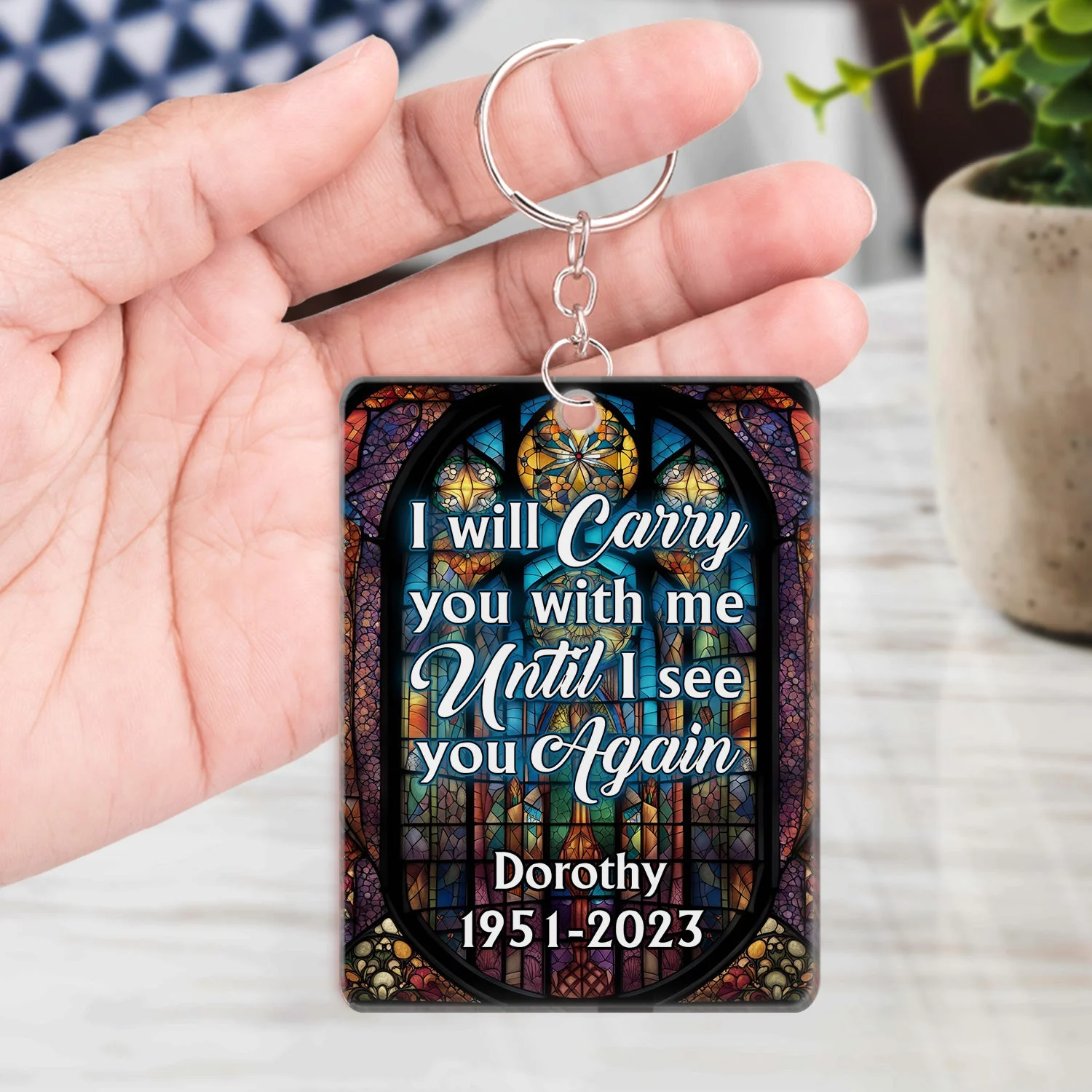 Custom Photo I Will Carry You With Me - Memorial Gift - Personalized Acrylic Keychain - Image 4