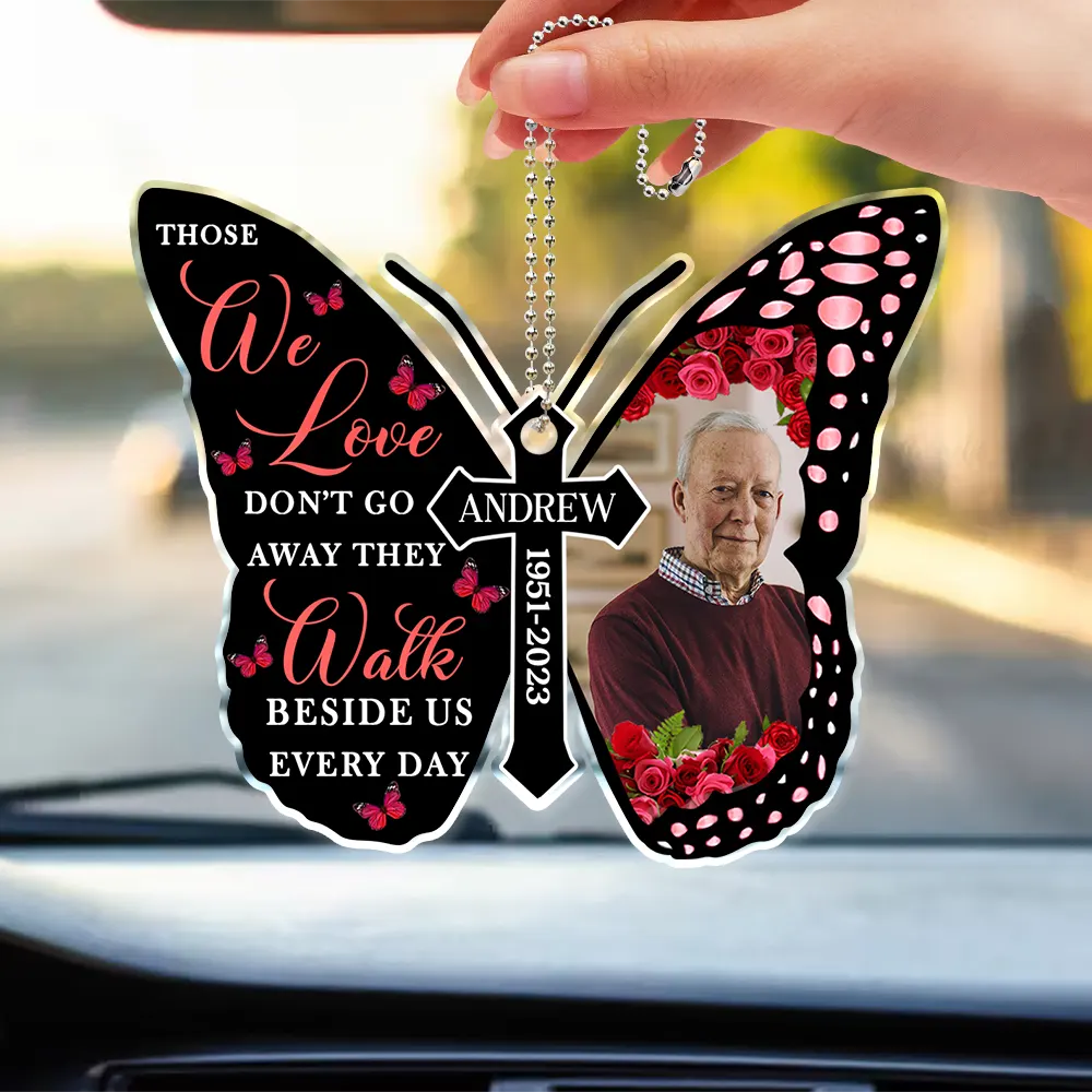 Custom Photo I Will Carry You With Me Memorial - Personalized Acrylic Car Hanger - Image 3