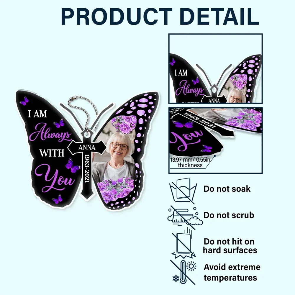 Custom Photo I Will Carry You With Me Memorial - Personalized Acrylic Car Hanger - Image 5