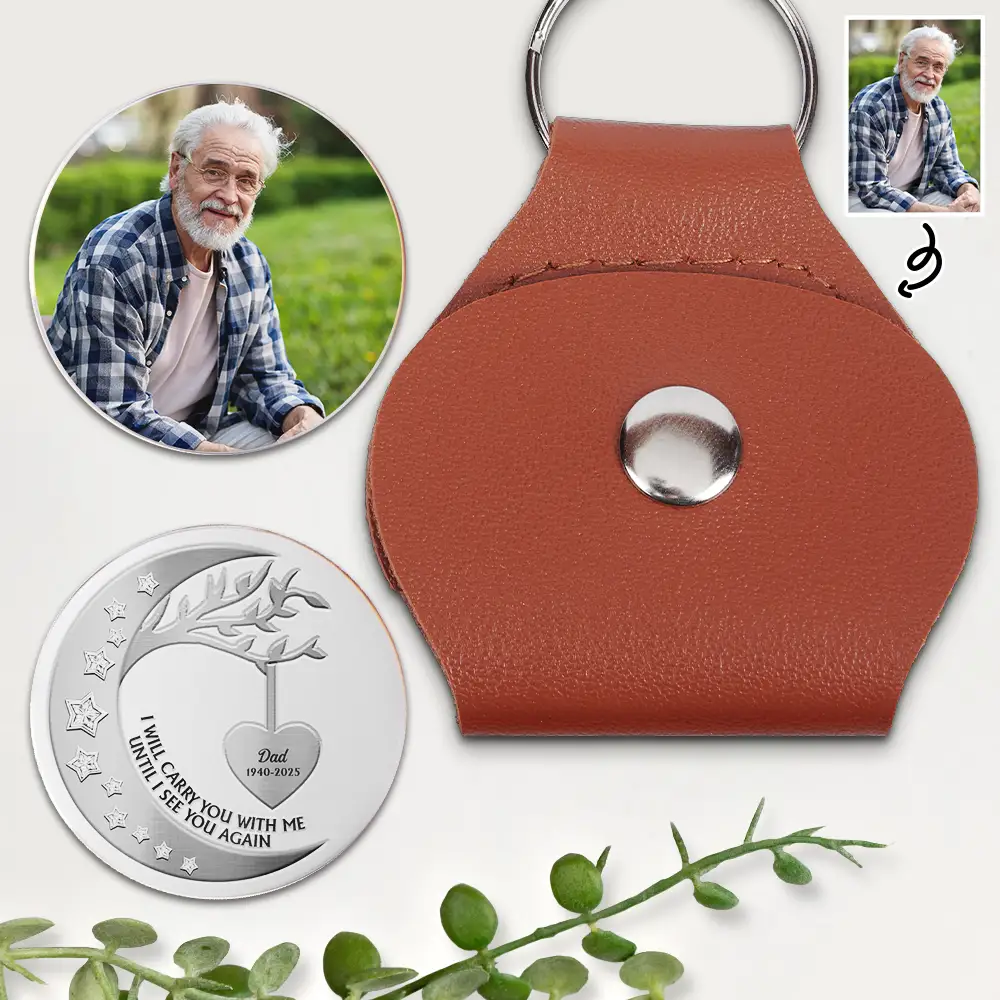 Custom Photo I Will Carry You With Me - Personalized Leather Pocket Hug - Image 2