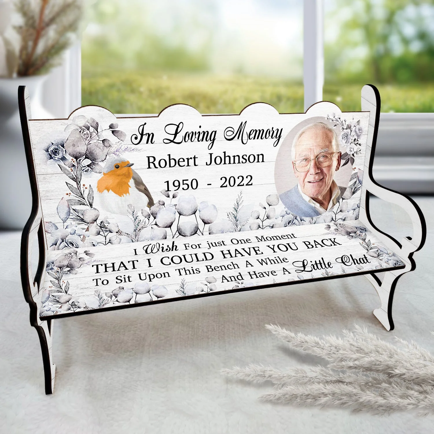 Custom Photo I Wish For Just One Moment - Memorial Gift For Family, Friends, Cat Lovers, Dog Lovers - Personalized Memorial Bench - Image 2
