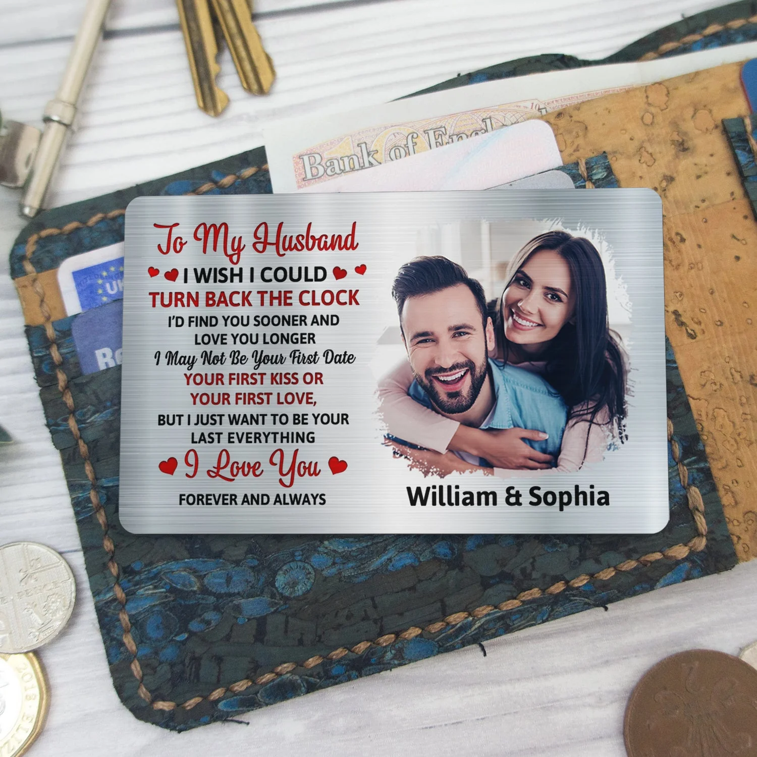 Custom Photo I Wish I Could Turn Back The Clock - Gift For Couples, Husband, Wife - Personalized Aluminum Wallet Card - Image 5