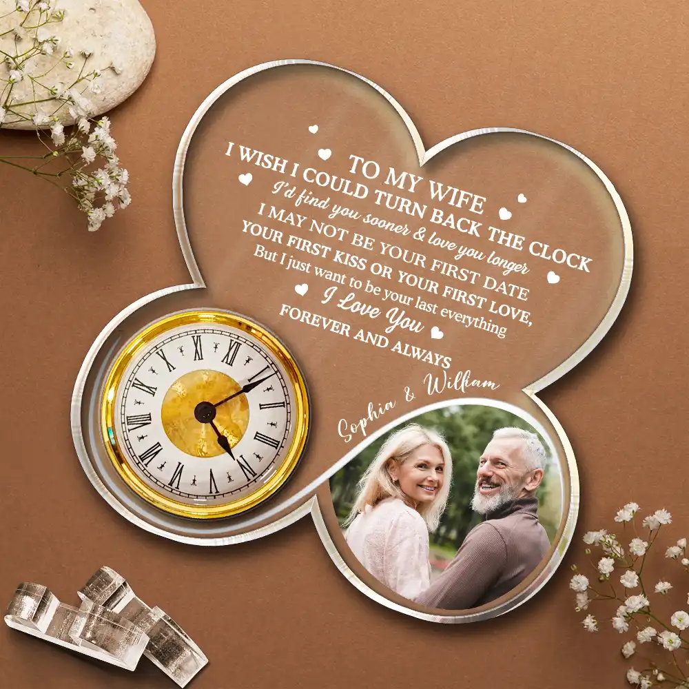Custom Photo I Wish I Could Turn Back The Clock - Personalized Acrylic Desk Clock - Image 4