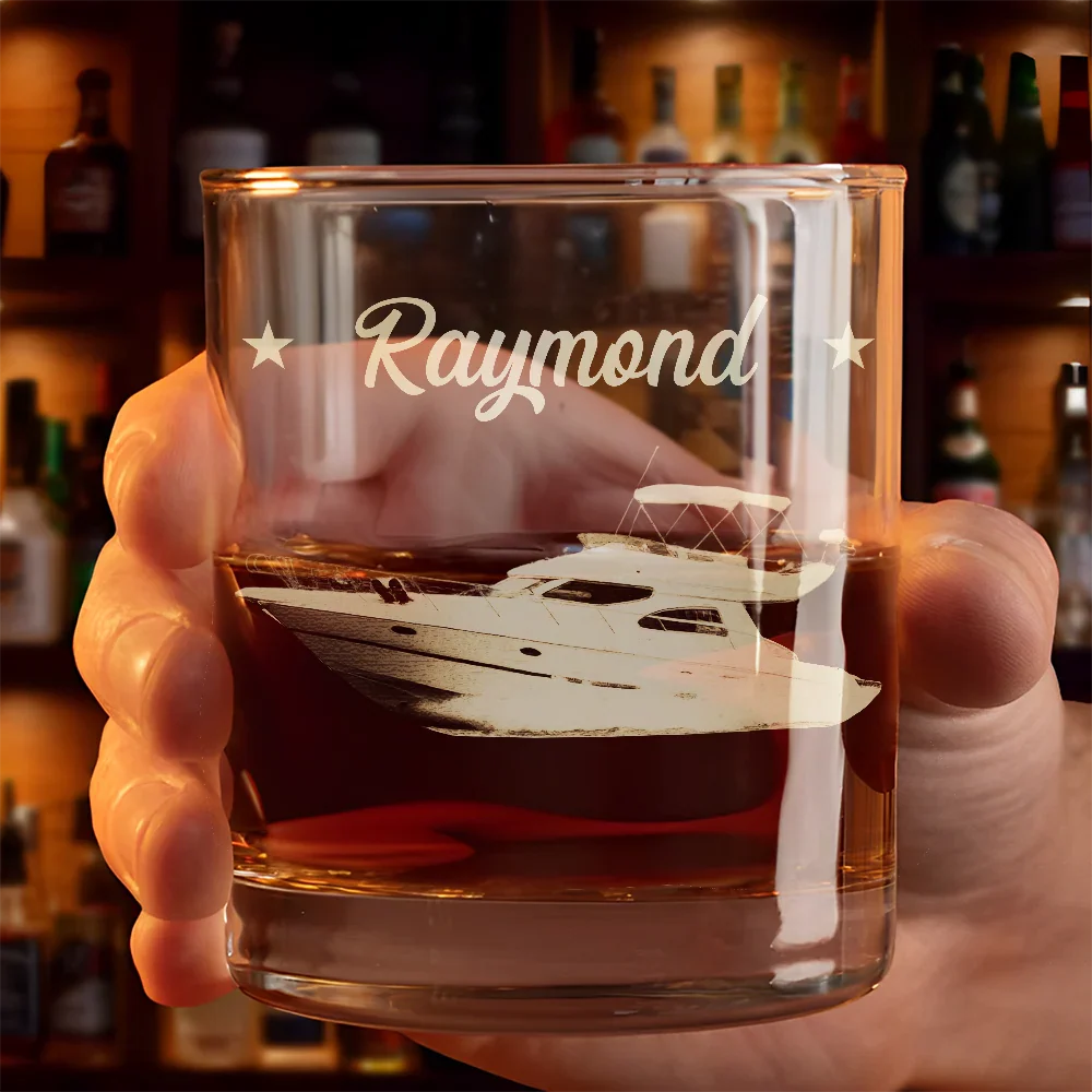 Custom Photo I Wonder If My Boat - Personalized Engraved Whiskey Glass - Image 4
