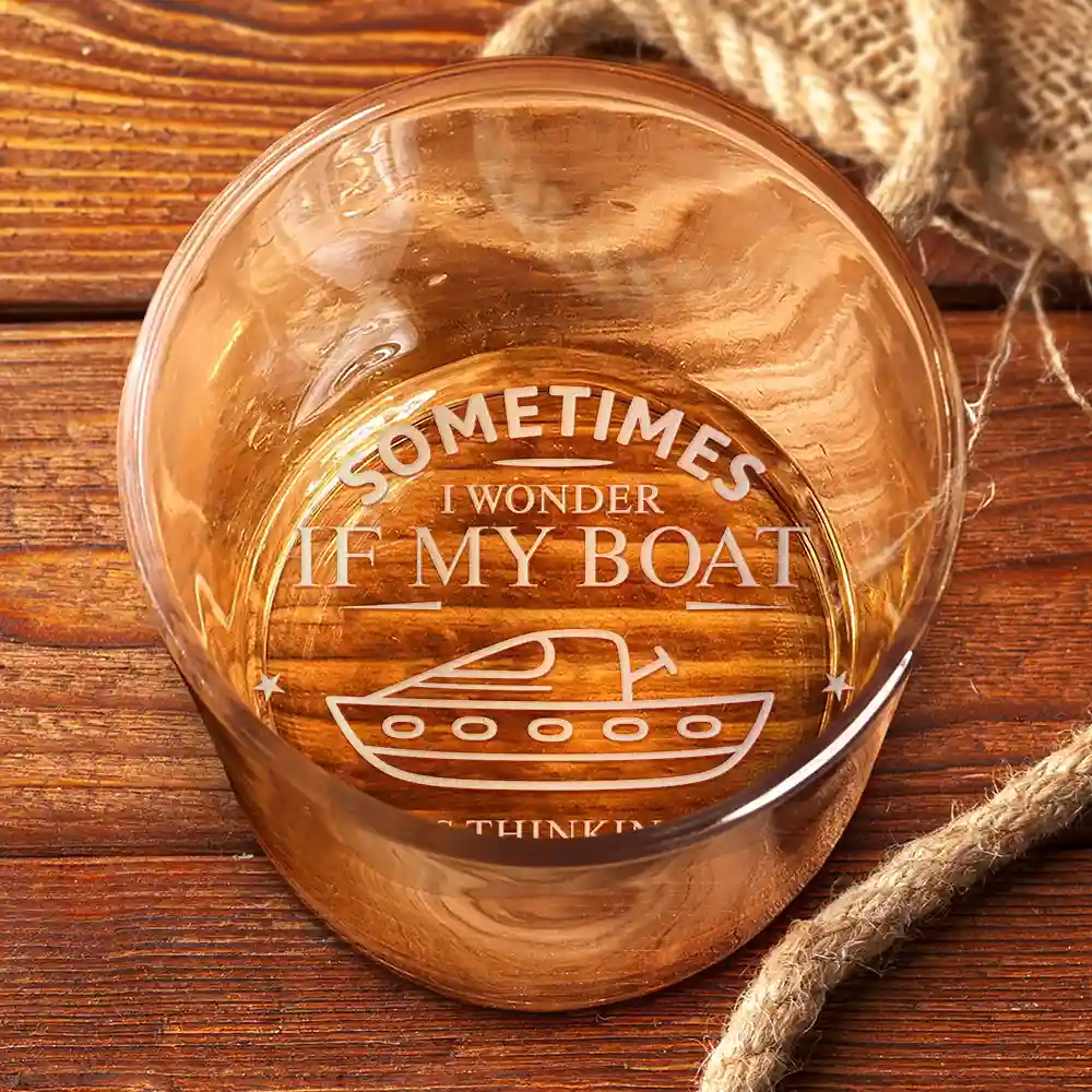Custom Photo I Wonder If My Boat - Personalized Engraved Whiskey Glass - Image 5