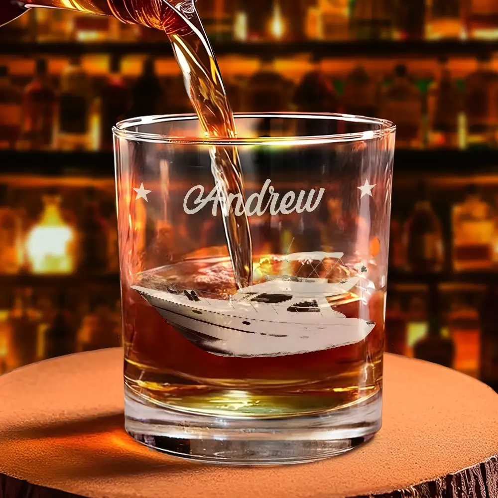 Custom Photo I Wonder If My Boat - Personalized Engraved Whiskey Glass - Image 6