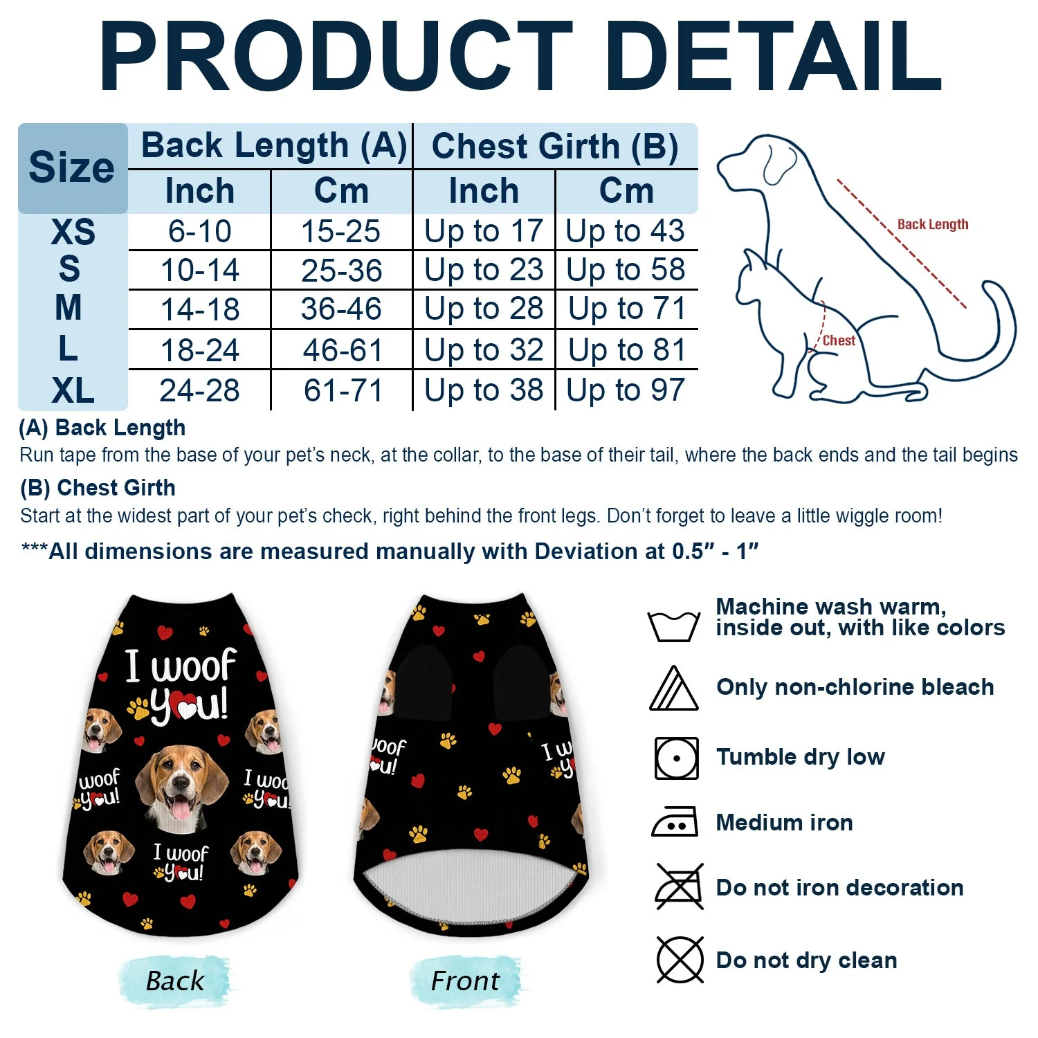 Custom Photo I Woof You - Gift For Dog Lovers - Personalized Pet Shirt - Image 3