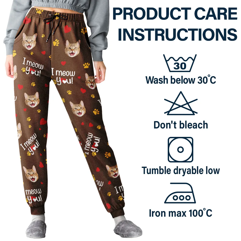 Custom Photo I Woof You I Meow You - Personalized Pajama Pants - Image 6