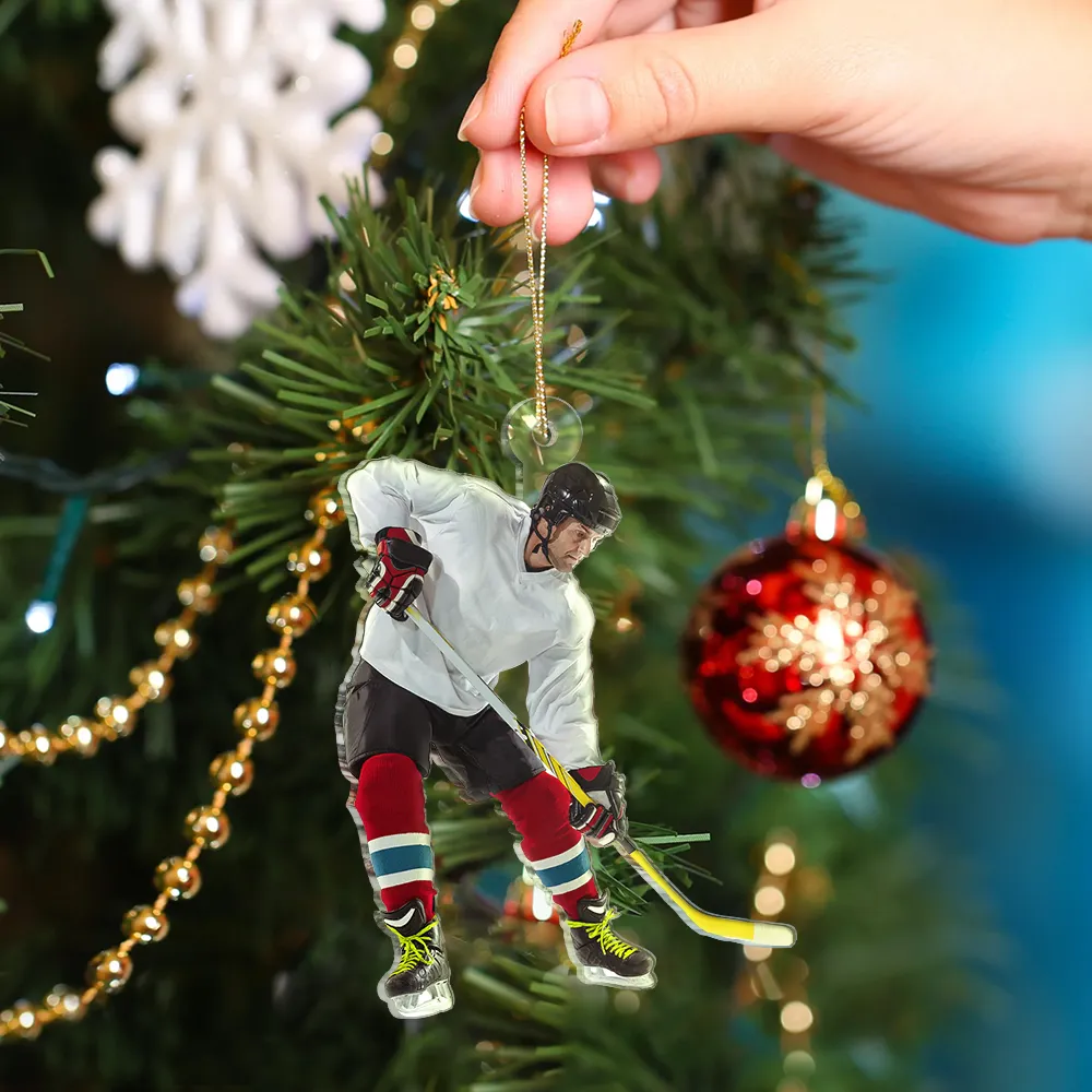 Custom Photo Ice Hockey Player - Personalized Acrylic Photo Ornament - Image 5