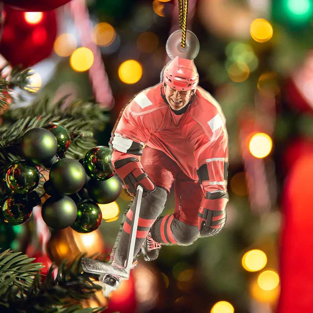 Custom Photo Ice Hockey Player - Personalized Acrylic Photo Ornament - Image 6