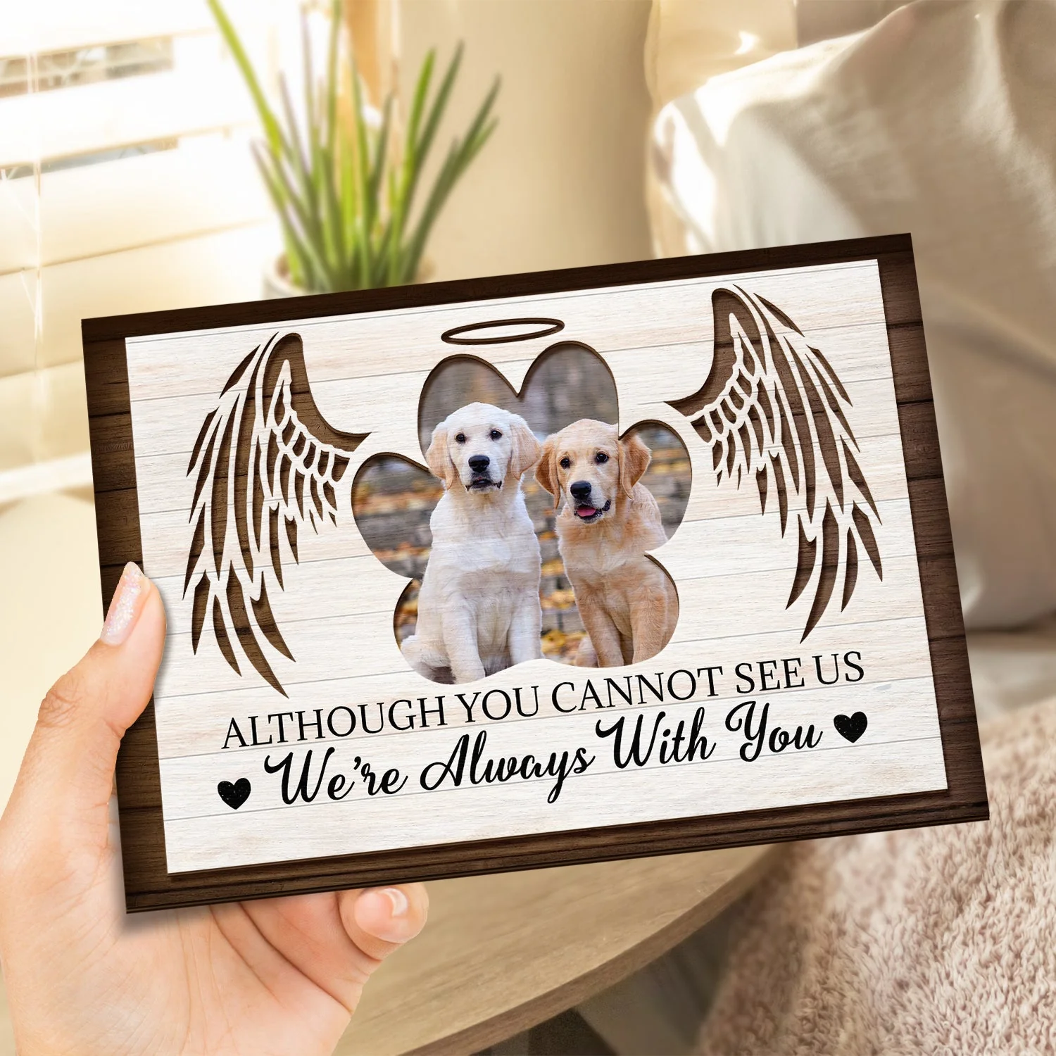 Custom Photo If Love Alone Could Have Kept You Here - Memorial Gift For Family, Cat Lovers, Dog Lovers - Personalized 2-Layered Wooden Plaque With Stand - Image 4