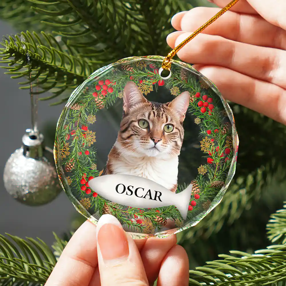 Custom Photo If Love Could Saved You Pet Lover - Personalized Circle Glass Ornament - Image 3