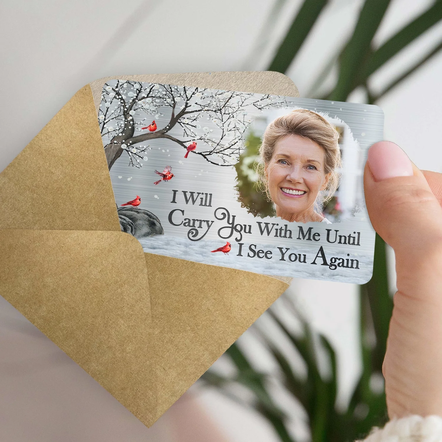 Custom Photo I'll Carry You - Memorial Gift For Family, Siblings, Friends, Dog Lovers, Cat Lovers - Personalized Aluminum Wallet Card - Image 4