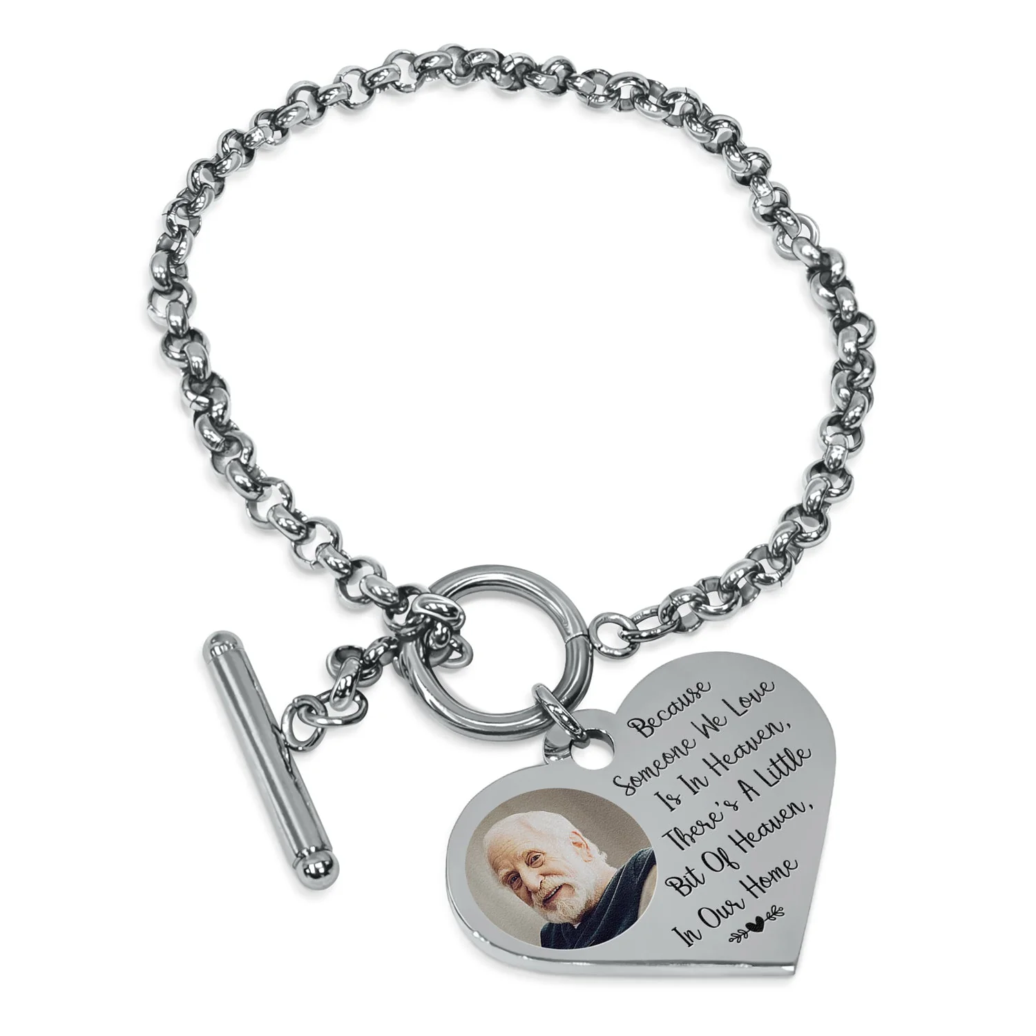 Custom Photo I'll Carry You - Memorial Gift For Family, Siblings, Friends, Dog Lovers, Cat Lovers - Personalized Heart Bracelet - Image 2
