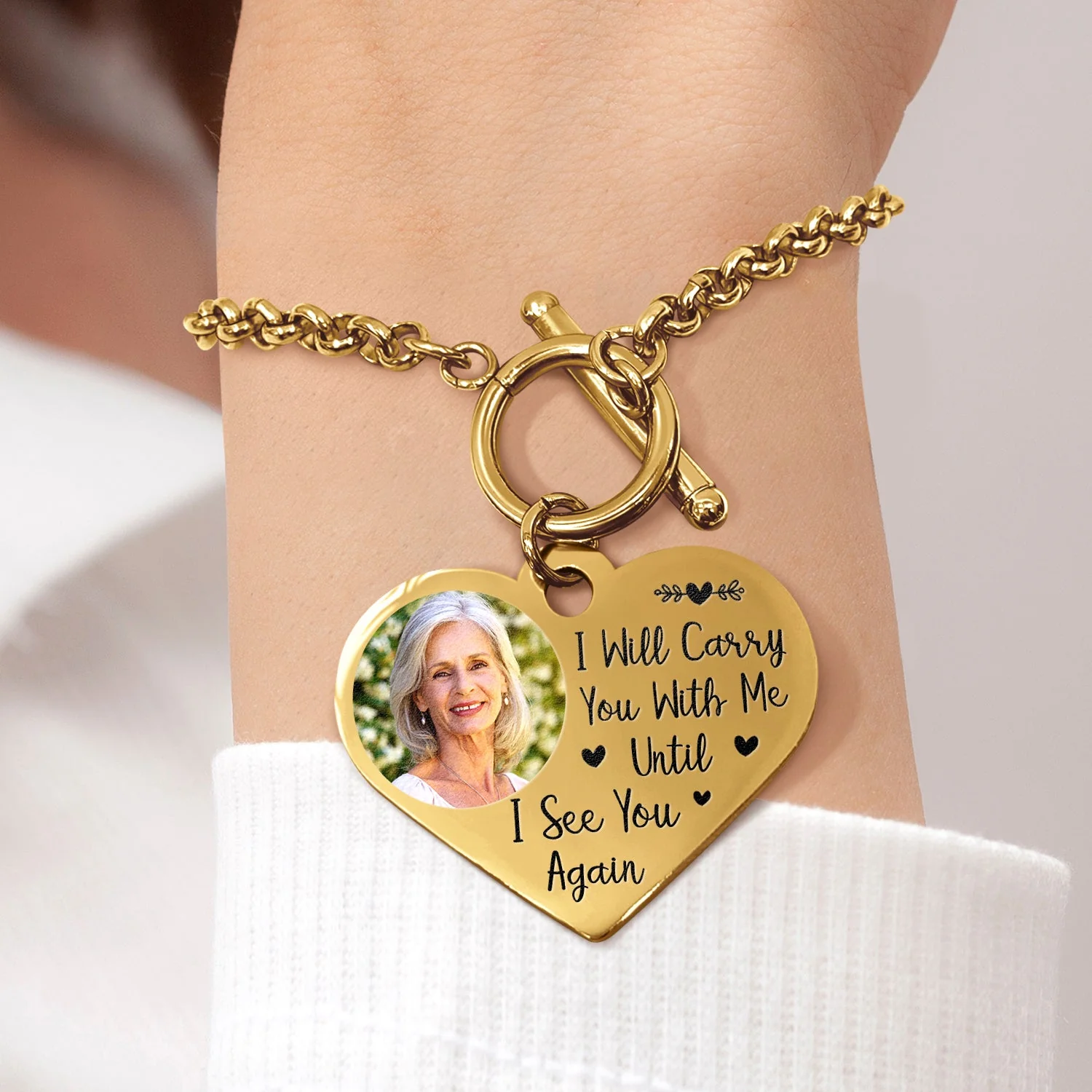 Custom Photo I'll Carry You - Memorial Gift For Family, Siblings, Friends, Dog Lovers, Cat Lovers - Personalized Heart Bracelet - Image 6