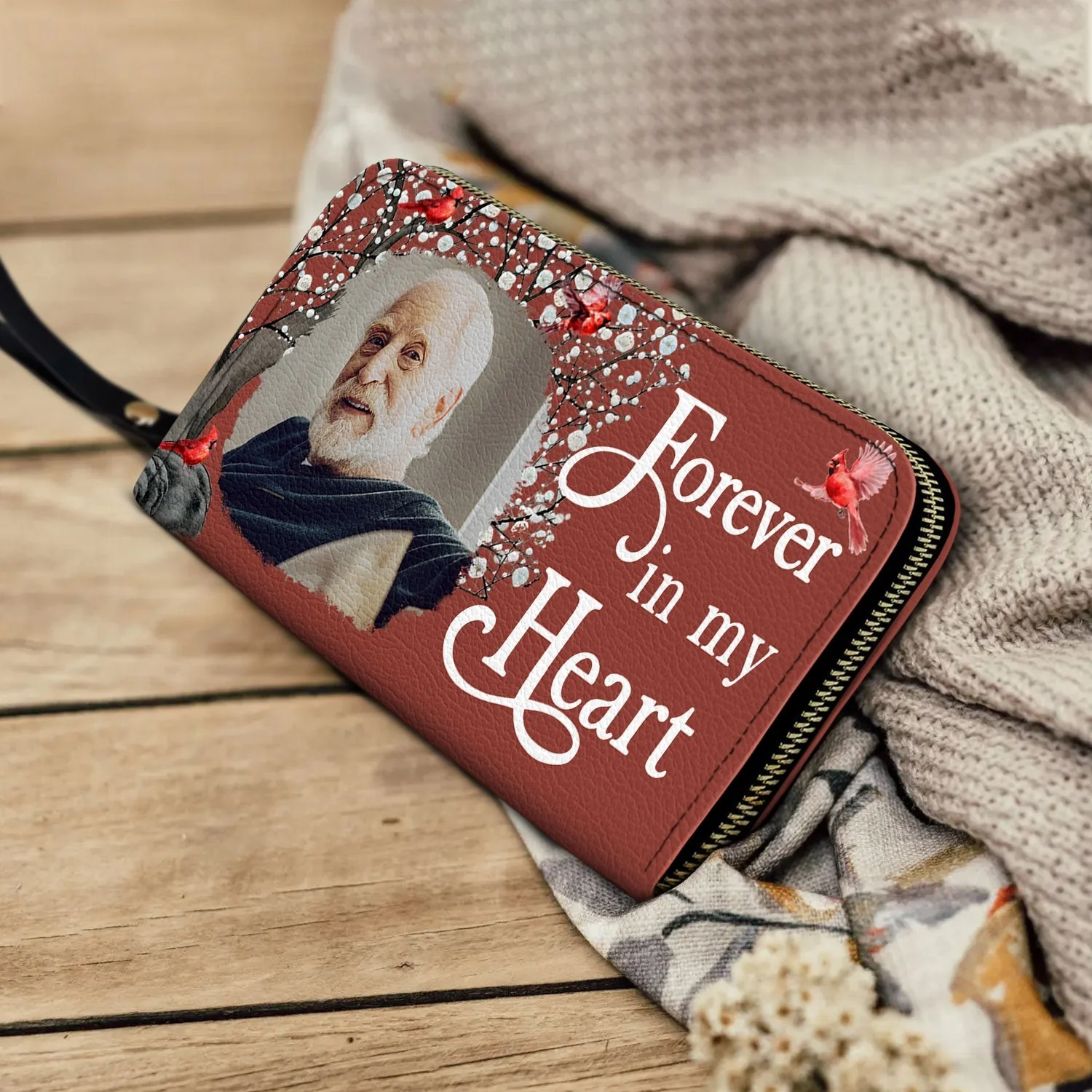 Custom Photo I'll Carry You - Memorial Gift For Mom, Dad, Family, Siblings, Friends - Personalized Leather Long Wallet - Image 4