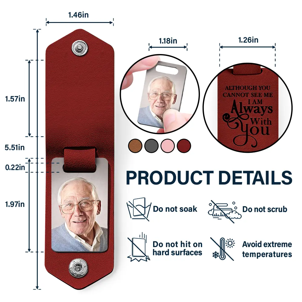 Custom Photo I'll Carry You - Memorial Gift For Mom, Dad, Family, Siblings, Friends - Personalized Leather Photo Keychain - Image 4