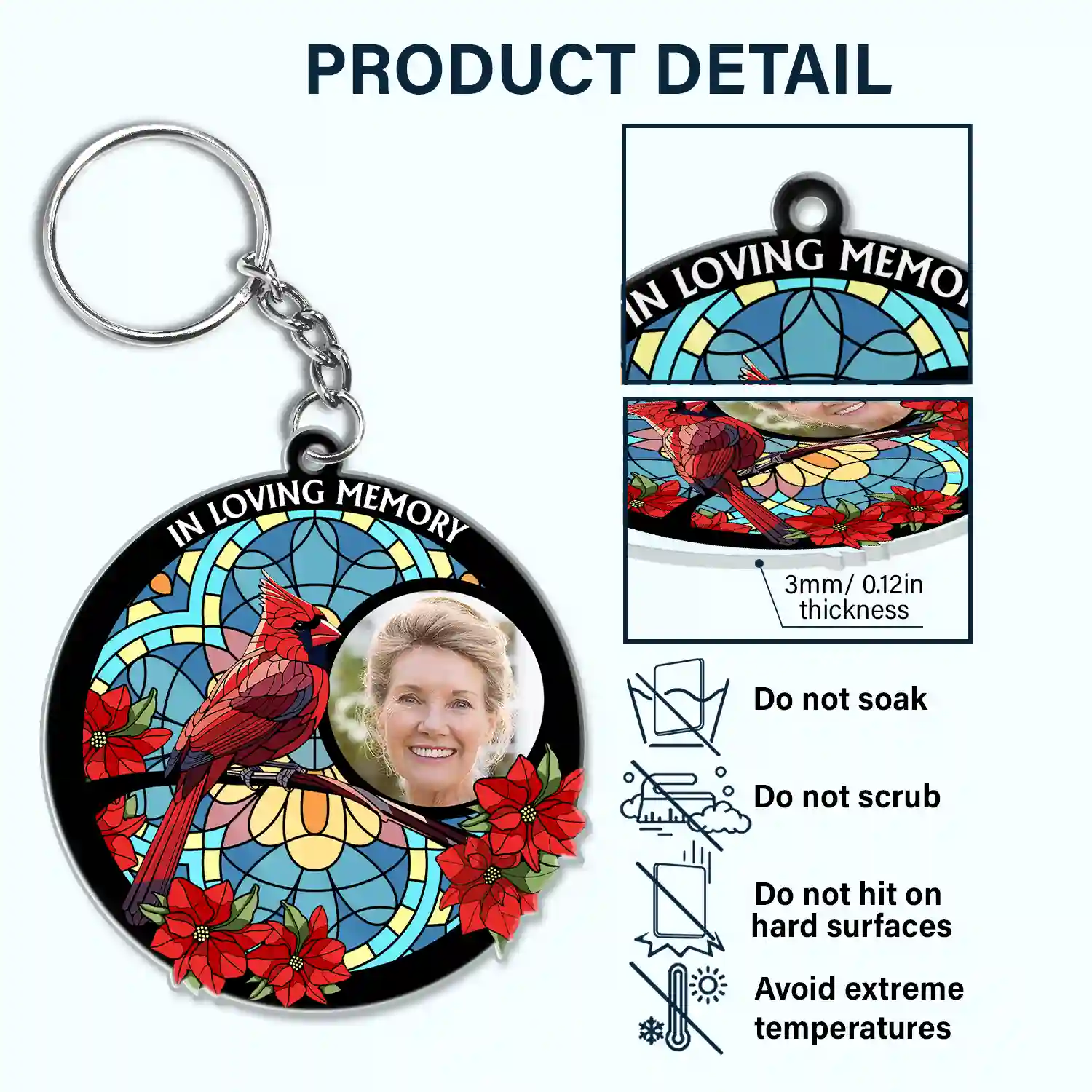 Custom Photo I'll Carry You With Me Memorial - Personalized Acrylic Keychain - Image 4