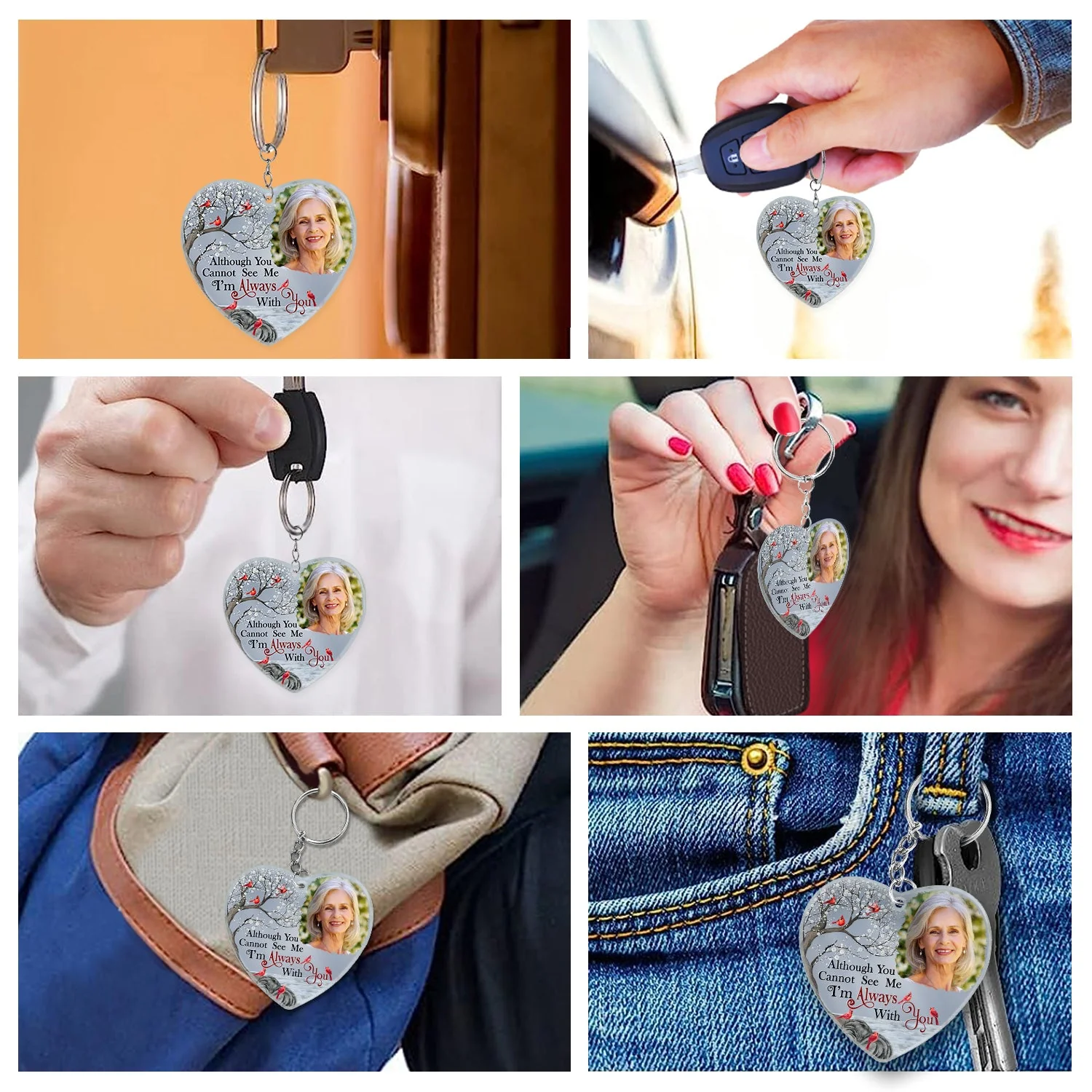 Custom Photo I'll Hold You In My Heart - Memorial Gift For Family, Siblings, Friends - Personalized Acrylic Keychain - Image 6