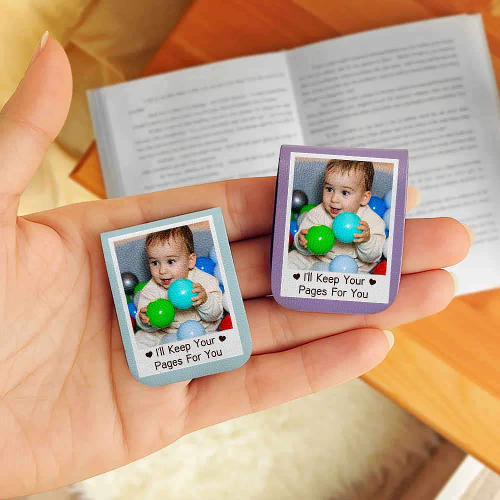 Custom Photo I'll Keep Your Pages For You - Personalized Leather Magnetic Bookmark - Image 3