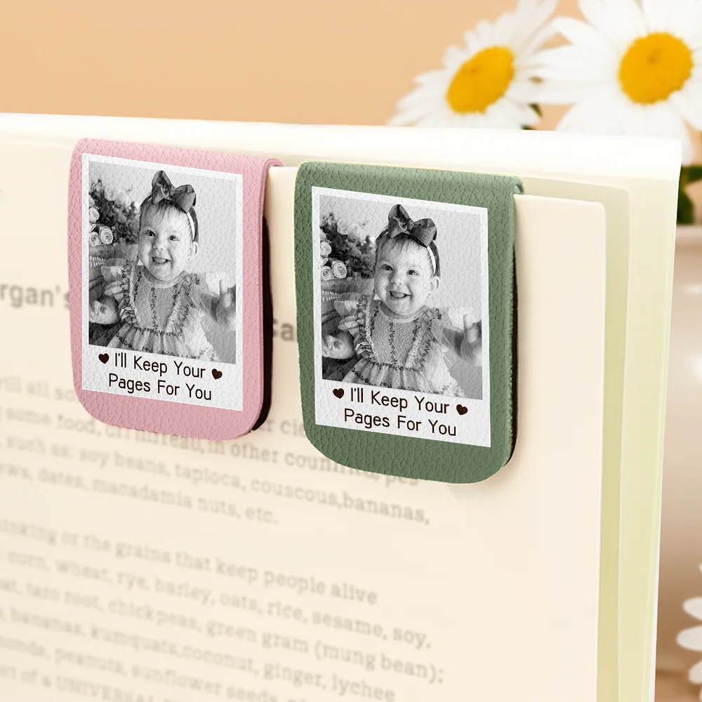 Custom Photo I'll Keep Your Pages For You - Personalized Leather Magnetic Bookmark - Image 4
