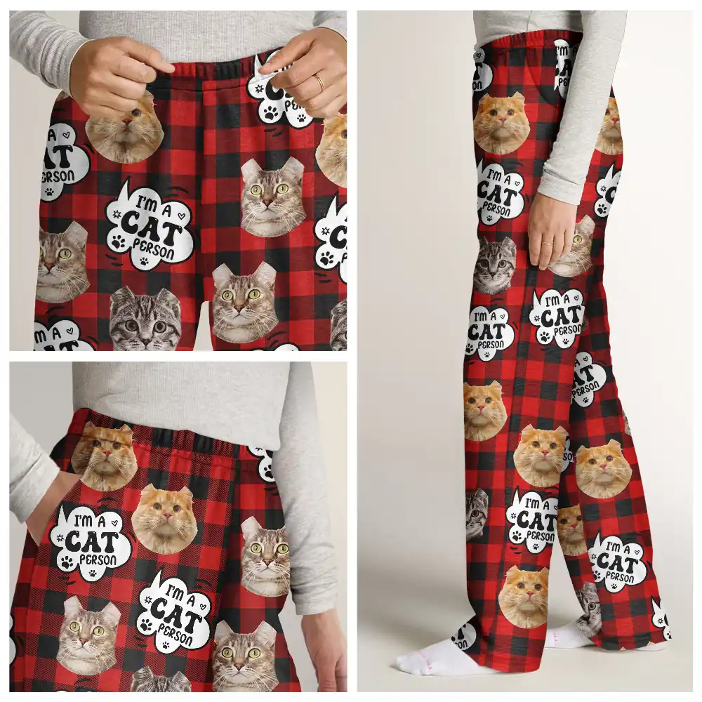 Custom Photo I'm A Cat Person - Personalized Pajama Pants - Image 8