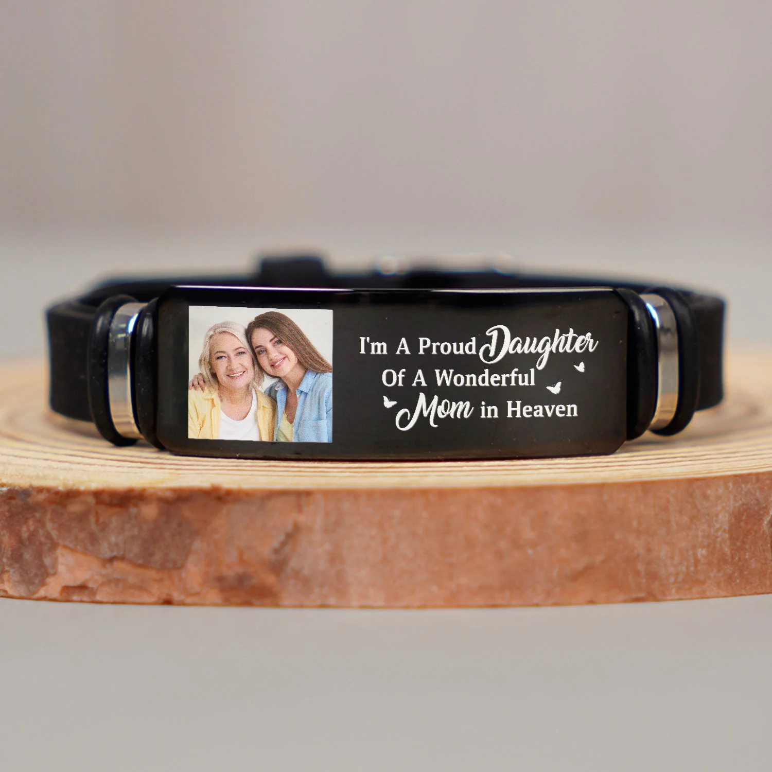Custom Photo I'm A Proud Daughter - Memorial Gift For Women, Daughters, Mom, Dad - Personalized Engraved Bracelet - Image 3