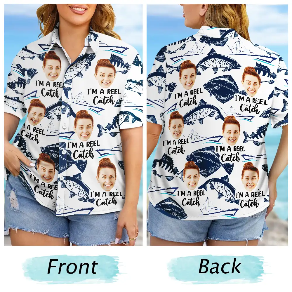 Custom Photo I'm A Reel Catch - Personalized Hawaiian Shirt - Image 7