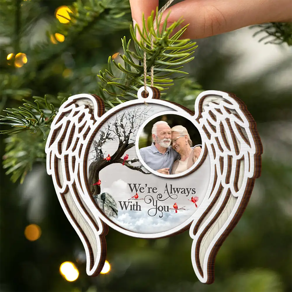 Custom Photo I'm Always With You Angel Wings - Personalized 2-Layered Wooden Ornament - Image 2