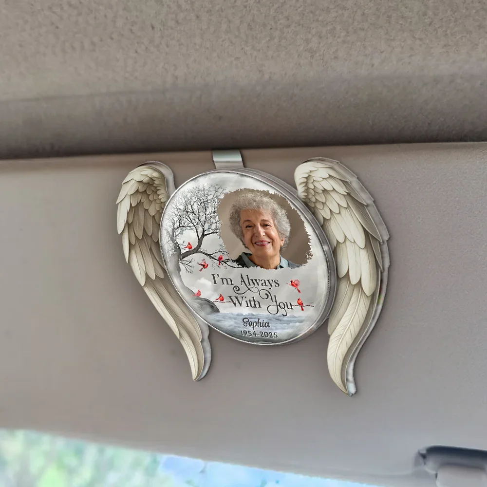 Custom Photo I'm Always With You Angel Wings - Personalized Custom Shaped Acrylic Car Visor Clip - Image 2