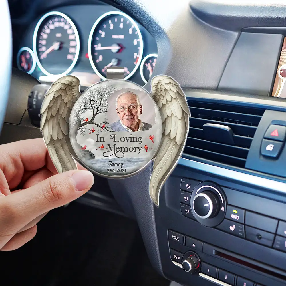 Custom Photo I'm Always With You Angel Wings - Personalized Custom Shaped Acrylic Car Visor Clip - Image 3