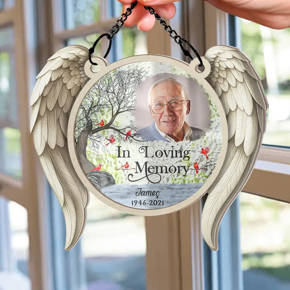 Custom Photo I'm Always With You Angel Wings - Personalized Window Hanging Suncatcher Ornament - Image 2