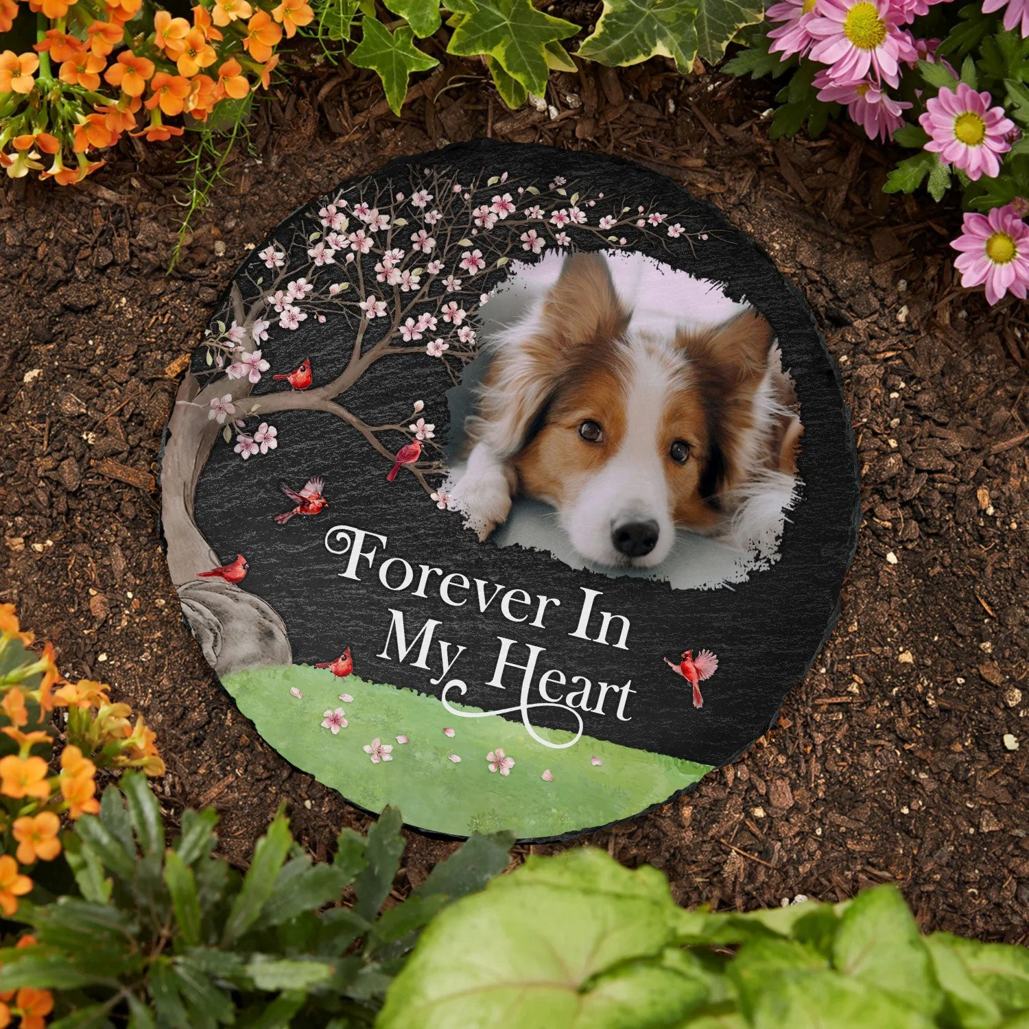 Custom Photo I'm Always With You Blooming Tree - Memorial Gift For Family, Friends - Personalized Circle Memorial Garden Stone - Image 3