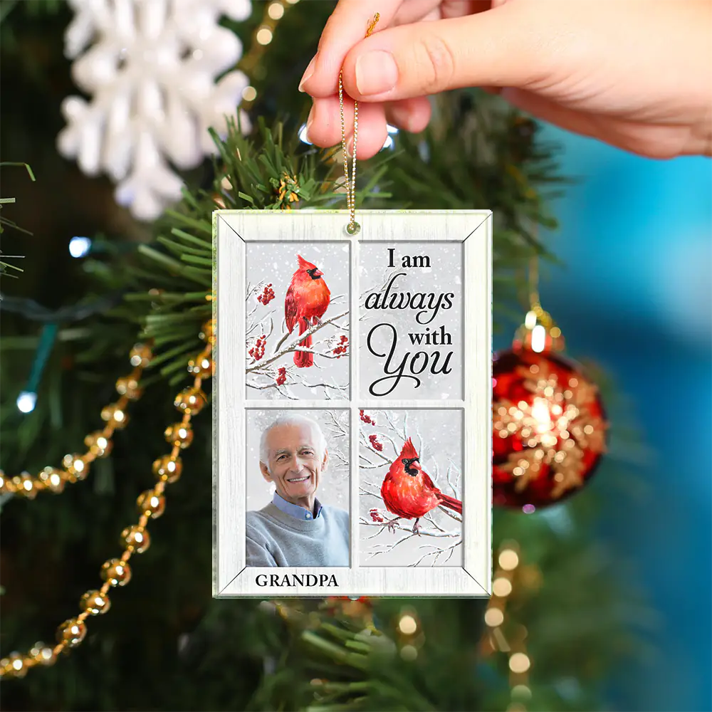 Custom Photo I'm Always With You Cardinal Memorial - Personalized Custom Shaped Acrylic Ornament - Image 5
