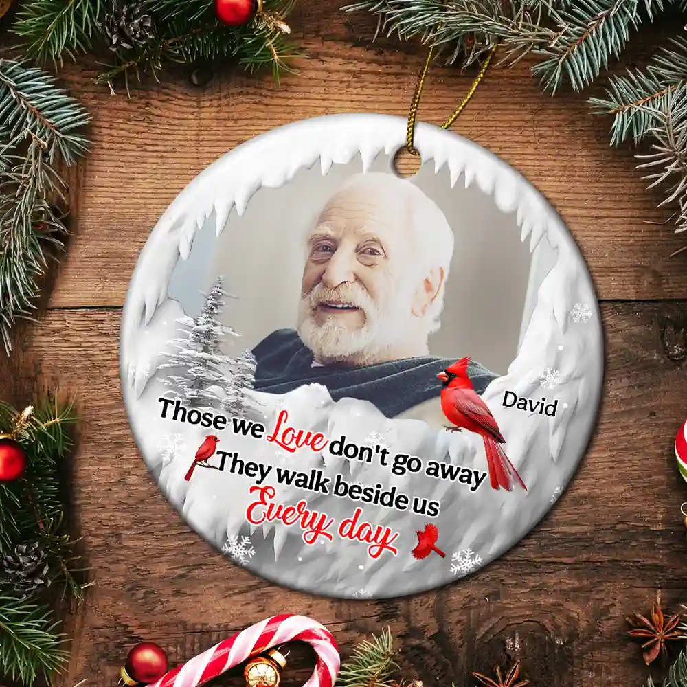 Custom Photo I'm Always With You Cardinal - Personalized Circle Ceramic Ornament - Image 5