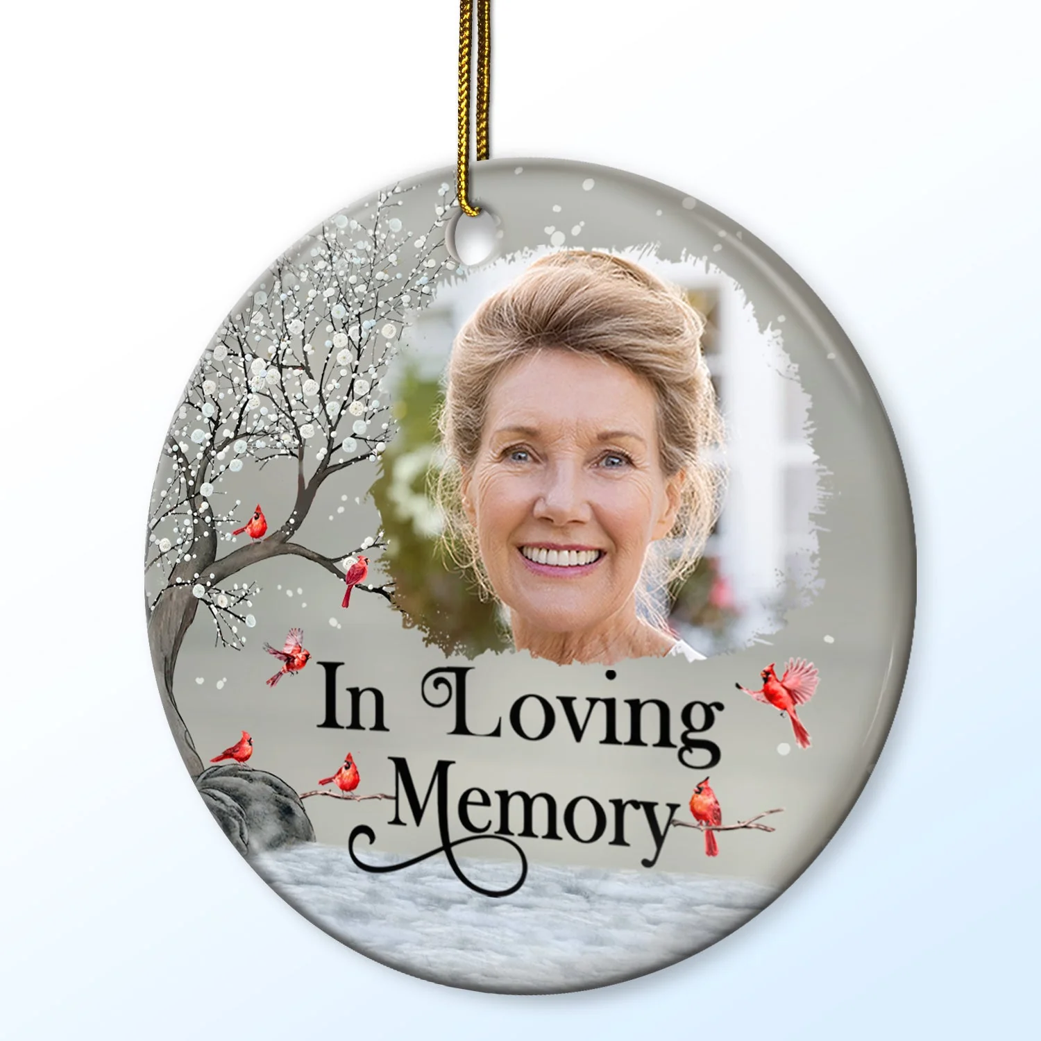 Custom Photo I'm Always With You - Christmas, Memorial Gift For Family, Friends - Personalized Circle Ceramic Ornament - Image 2
