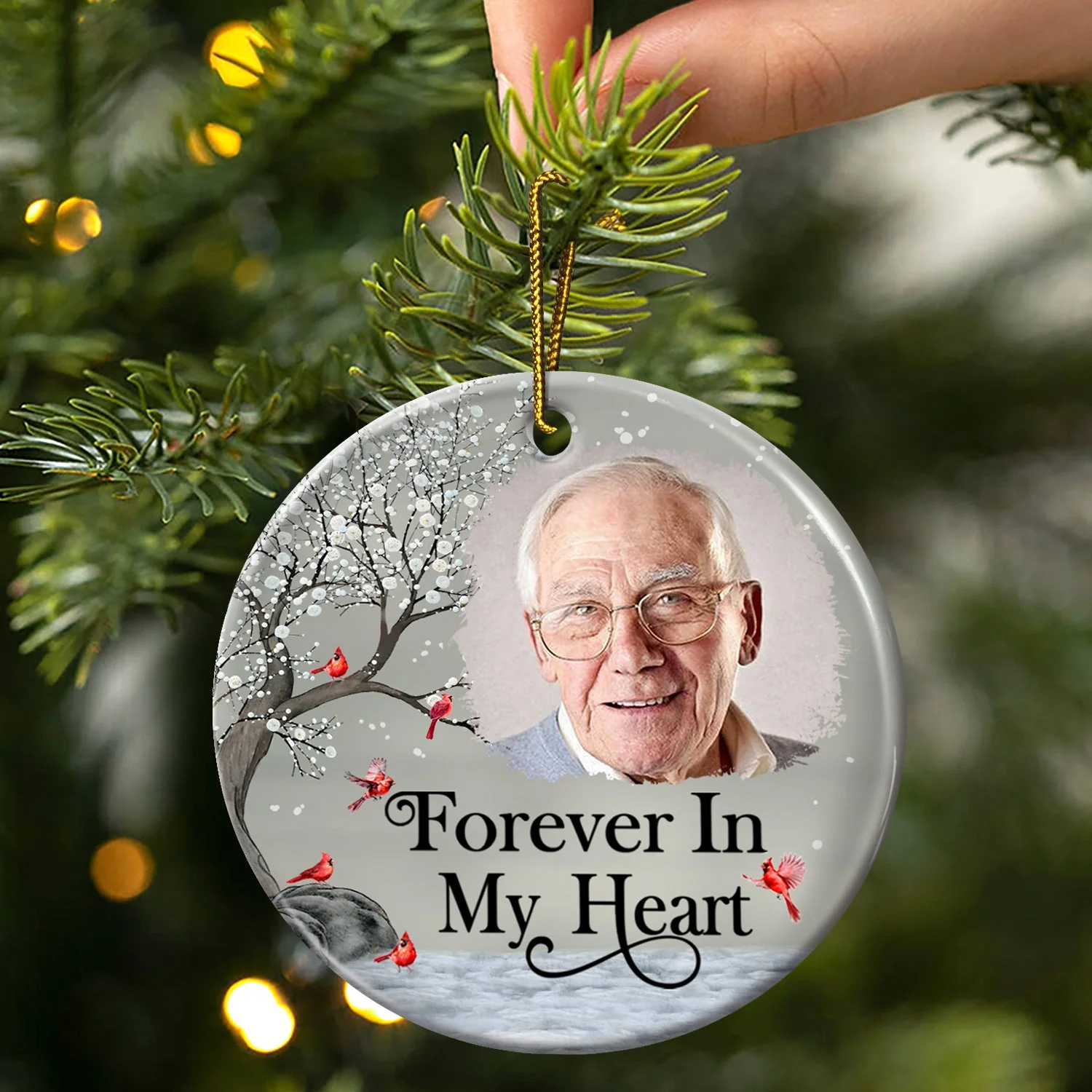 Custom Photo I'm Always With You - Christmas, Memorial Gift For Family, Friends - Personalized Circle Ceramic Ornament - Image 3