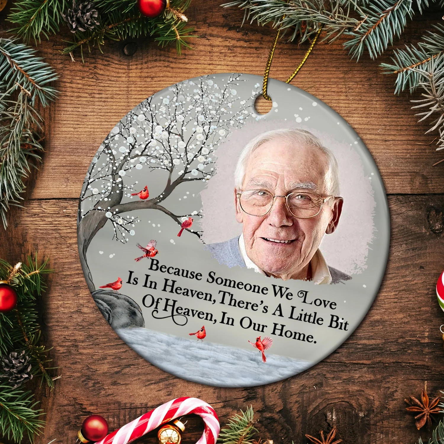 Custom Photo I'm Always With You - Christmas, Memorial Gift For Family, Friends - Personalized Circle Ceramic Ornament - Image 5