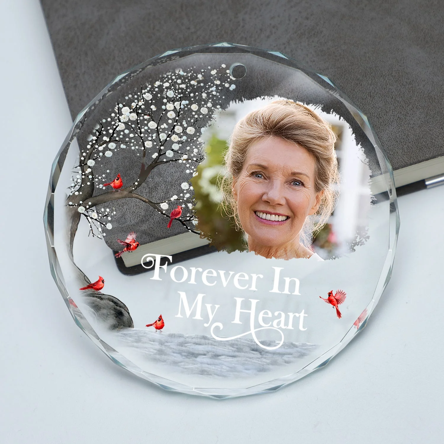 Custom Photo I'm Always With You - Christmas, Memorial Gift For Family, Friends - Personalized Circle Glass Ornament - Image 2