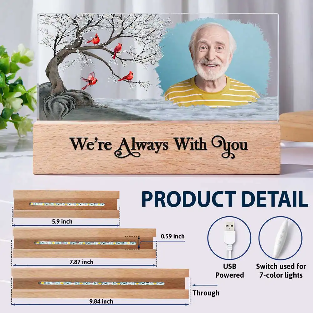 Custom Photo I'm Always With You Family Memorial - Personalized Rectangle LED Light - Image 6