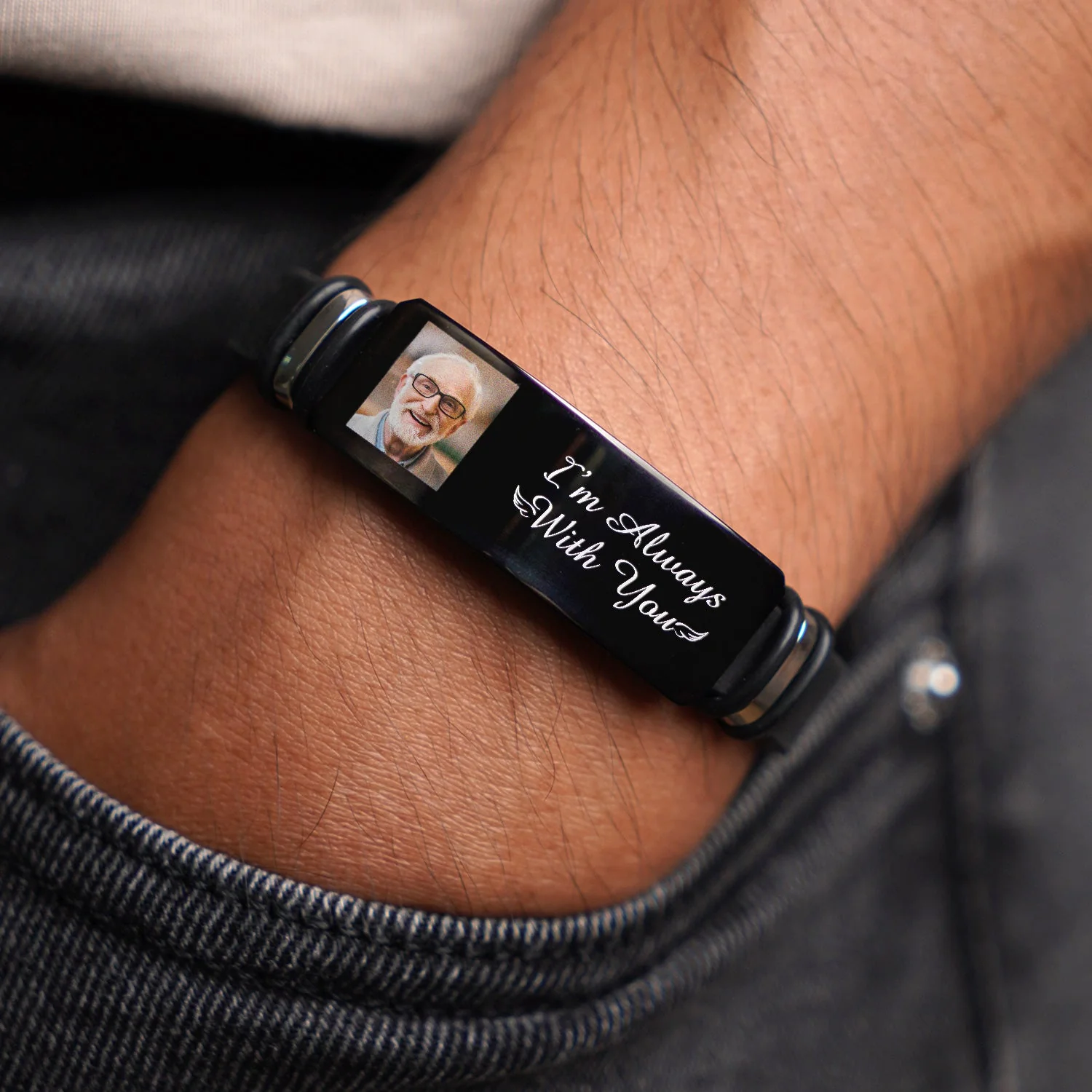 Custom Photo I'm Always With You - Memorial Gift For Family, Friend - Personalized Engraved Bracelet - Image 2
