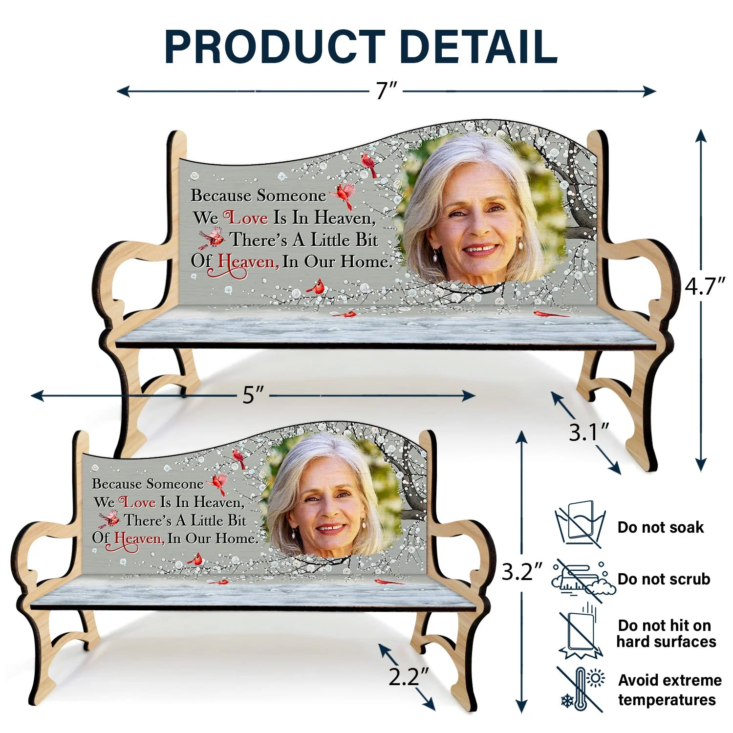Custom Photo I'm Always With You - Memorial Gift For Family, Friends, Cat Lovers, Dog Lovers - Personalized Memorial Bench - Image 5