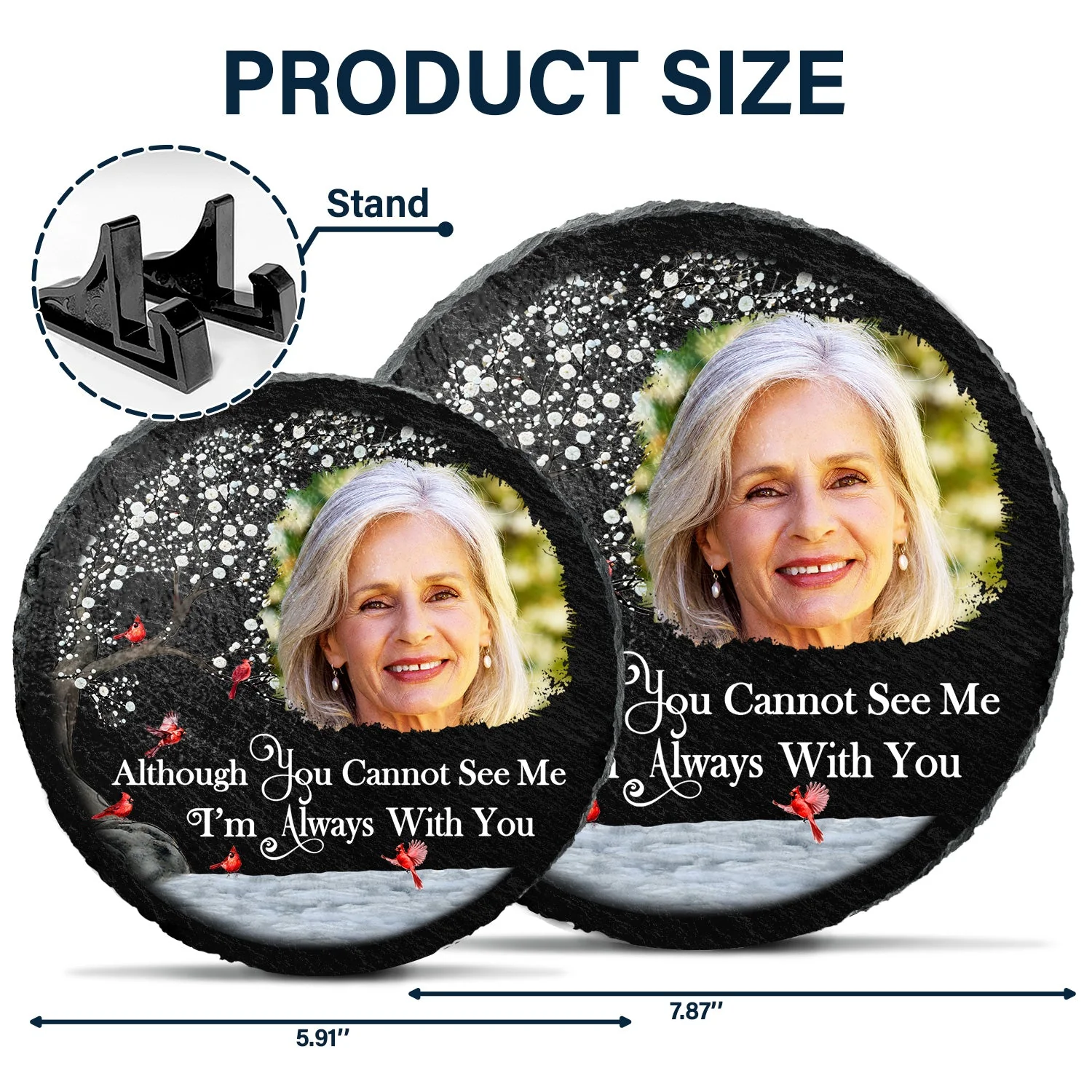 Custom Photo I'm Always With You - Memorial Gift For Family, Friends - Personalized Circle Memorial Garden Stone - Image 5