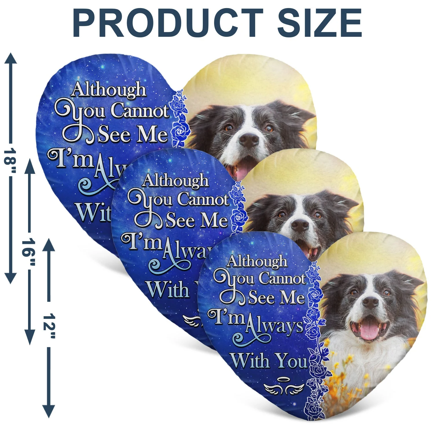 Custom Photo I'm Always With You - Memorial Gift For Family, Friends, Pet Lovers - Personalized Heart Shaped Pillow - Image 6