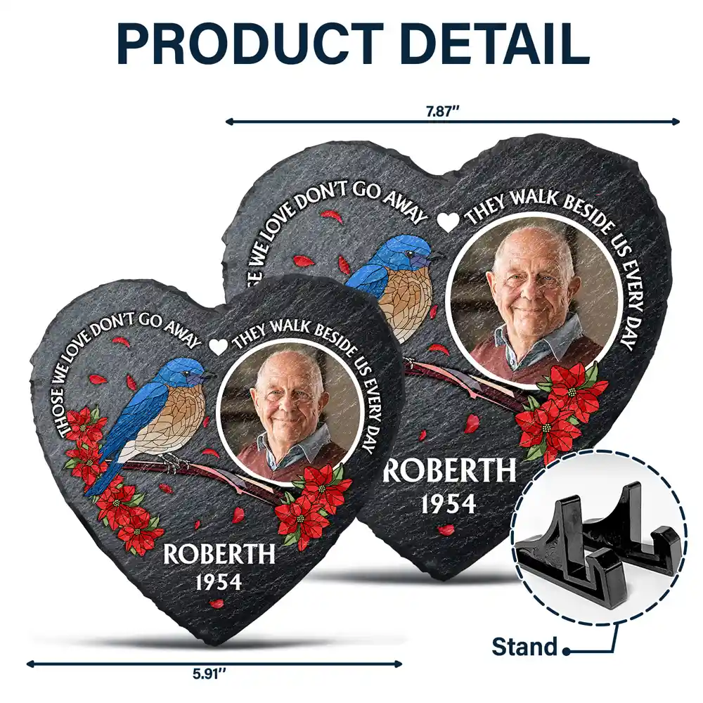 Custom Photo I'm Always With You Memorial Heart - Personalized Heart Memorial Garden Stone - Image 5